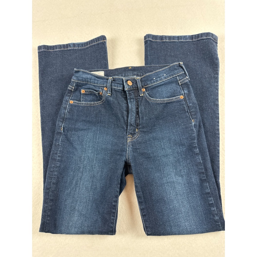 Gap 70s Flare High Rise Jeans Dark Wash Blue Denim Stretch Size 27 4 Regular